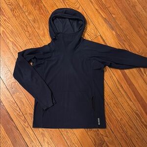 Melanzana Microgrid Blue Hooded Pullover
